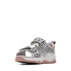 Clarks Clowder Print Toddler Silver -Clarks 26166120 W 4