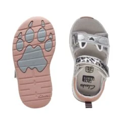 Clarks Clowder Print Toddler Silver -Clarks 26166120 W 7