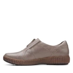 Clarks Magnolia Zip DarkTaupe Leather -Clarks 26167484 W 5