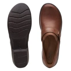 Clarks Angie Poppy Dark Tan Leather -Clarks 26167642 W 7