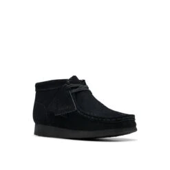 Clarks Wallabee Boot Older Black Suede -Clarks 26168044 W 7