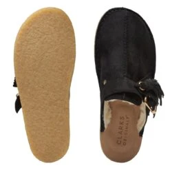 Clarks Trek Mule Black Suede Warmlined -Clarks 26168577 W 7