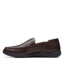 Clarks Gorwin Step Dark Brown Leather -Clarks 26170080 W 5
