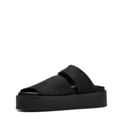 Clarks Crepe Slide Black Nubuck -Clarks 26172567 W 4