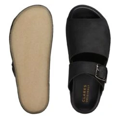 Clarks Crepe Slide Black Nubuck -Clarks 26172567 W 7