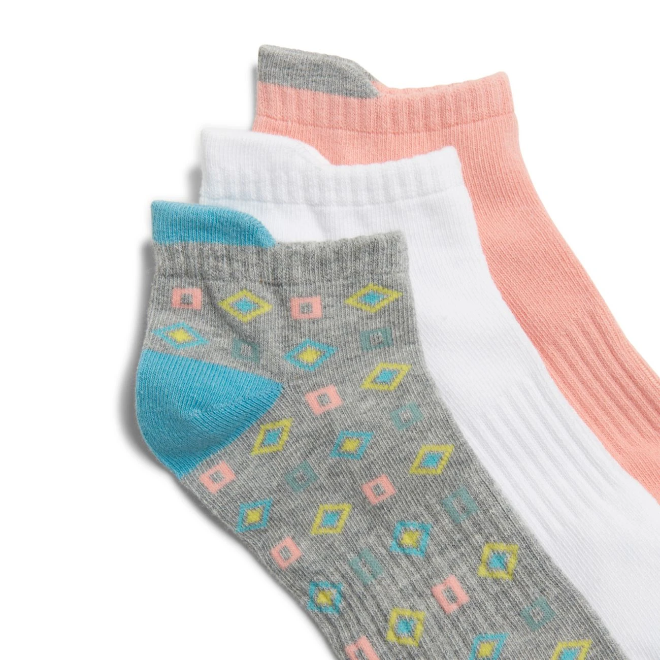 Clarks 3 Pack Cotton NS Grey/Coral 4 Clarks 3 Pack Cotton NS Grey/Coral - Image 2